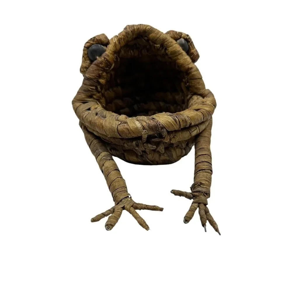 Vintage‎ Wicker Storage Basket in the Shape of a Frog Big Mouth Wide Open LARGE